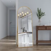CDGlobal Bogen Ganzkörperspiegel, 162X53cm Groß Bodenspiegel in voller Länge, Gewölbter Standspiegel, der Wand montiert Spiegel im Schlafzimmer,Ankleidezimmer, (Gold)