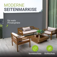 Juskys Seitenmarkise Dubai 500 x 180 cm ausziehbar blickdicht, Sichtschutz für Balkon & Terrasse, Seitenrollo Wandhalterung - anthrazit
