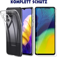 Hülle für Samsung Galaxy A12 mit Kameraschutz Hülle TPU Silikon Tasche und 9H Schutzglas HD Panzerglas