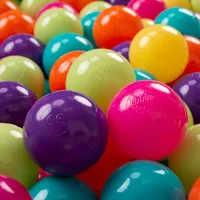 KiddyMoon Kids 200 ∅ 7 cm loptičiek na hranie loptičiek pre detské plastové loptičky do kúpeľa vyrobené v EÚ, Svetlozelená/Žltá/Tyrkysová/Oranžová/Tmavoružová/Fialová