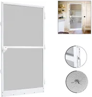 YUENFONG moskitiera do max. 120 x 240 cm do drzwi z siatką z włókna szklanego, drzwi moskitiery 120 x 240 cm z aluminiową ramą w kolorze białym