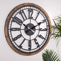 Opviq, Bruno - Black - 1, Dekorative Metall-Wanduhr, 100 % METALL, Schwarz, 80 x 80 cm