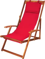Gartenliege, Relaxliege, Sonnenliege, Liegestuhl mit rotem Bezugsstoff