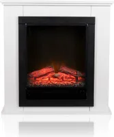 Classic Fire Elektrokamin Lugano 1800W - Elektrischer Kamin mit Heizung, LED Beleuchtung, einstellbarem Thermostat bis zu 50 Grad - 71 x 70 x 22 cm - Weiß