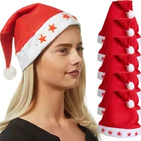 6 x Czapka świąteczna z migoczącymi gwiazdkami Czapka Mikołaja