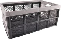 Klappbox Einkaufskorb Transportbox Aufbewahrungsbox Stapelbox Faltbox Klappkiste, Farbe:hellgrau/schwarz