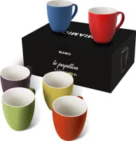 MIAMIO - 6 x 350 ml Kaffeetassen Set Außen Farbig Innen Weiß (Bunt)