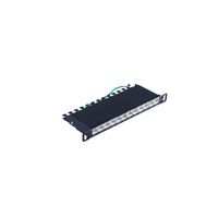Slim Patchpanel Cat.6A, 12 Port 0,5HE, 10”