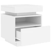 vidaXL Nachttisch mit LED-Leuchten Weiß 40x39x48,5 cm