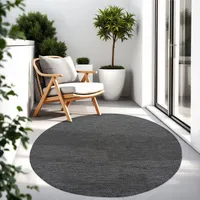 TT Home Teppich Für Outdoor Küchenteppich Balkon Terrasse Unifarbenes Design Modern Größe 120 cm Rund