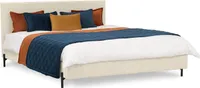 LiviaInteriors  Polsterbett, Bett ALITA  140 x 200 cm, Baloo Boucle, Hellbeige, Doppelbett Bett inkl. Lattenrost