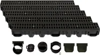 Entwässerungsrinne Höhe 115mm Kunststoff 5m, Stegrost, Classic Schwarz
