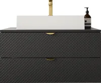 MIRJAN24 Waschbeckenschrank Aniabo 01 mit Siphon, Keramik Waschbecken, Griffe in der Farbe Gold (Farbe: Schwarz)