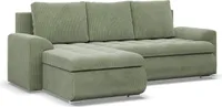 Links Ecksofa mit Schlaffunktion, Cord - Grün