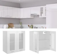vidaXL Wisząca szklana szafka biały wysoki połysk 60x31x60 cm materiał drewnopochodny