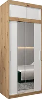 Kleiderschrank, Schiebetürenschrank Schlafzimmer, Schrank mit Spiegel TOKYO 1 100 mit Aufsatz, Höhe 240 cm