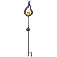 Star Trading 479-86 LED-Solarstab "Melilla", Flamme schwarzes Metall, orangef. Kugel,1 amber LED, ca. 85x17 cm, mit Solarpanel, incl. Akku, outdoor, Vierfarb-Karton"