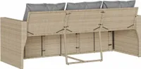 vidaXL Gartensofa mit Kissen 3-Sitzer Beige Poly Rattan