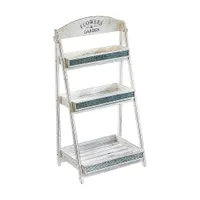 Kobolo Blumenbank Blumentreppe Blumenständer - Holz - altweiss - 44x30x84 cm - Dekoregal Blumenleiter Flower Plant Stand Einrichtung Schlafzimmer Deko