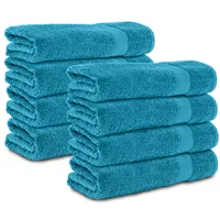 Komfortec 8er Handtuchset aus 100% Baumwolle, 8 Handtücher 50x100 cm Set, Frottee, Weich, Türkis