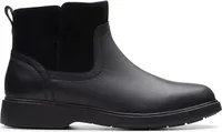 Clarks Un Elda Lo Schwarzer Lederstiefel mit Reißverschluss 37,5
