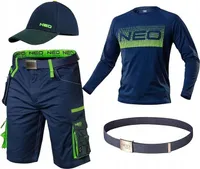 NEO TOOLS Herren Premium Kurze Arbeitshose mit Hosengürtel oder Komplett Sommer-Arbeitskleidungsset Set - Gr. XS - 3XL - Größe: L