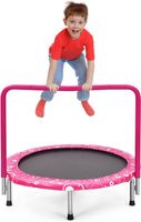 KOMFOTTEU detská mini trampolína φ92cm, skladacia detská trampolína, fitness trampolína s rukoväťou a bezpečnostným krytom, záhradná trampolína do 150kg, vnútorná a vonkajšia skákacia trampolína