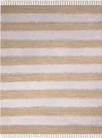 MY-RUG Fleckerlteppich,Aarav, 230x160, Chindi-Teppich beige weiß , aus recycelten Baumwollresten, handgewebt, wendbar, mit Fransen, rechteckig