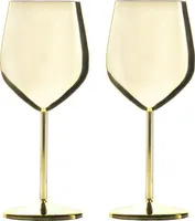 Intirilife 2x sklenice na víno z nerezové oceli v lesklé zlaté barvě - 21 x 9 cm - 400 ml - nerozbitné robustní poháry na víno Nerozbitná dárková sada pohárů na víno