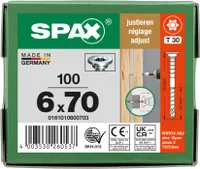 SPAX Justierschraube Flachkopf T30 Halterillen 4CUT WIROX 6x70mm (100)