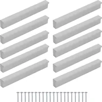 10 Stück Möbelgriffe P96 Silber Lochabstand 96mm + Schrauben