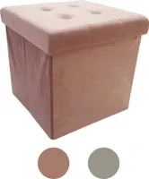 Sitzbank Sitzhocker Aufbewahrungsbox mit Stauraum faltbar Kunstleder Kunstsamt 38 x 38 x 38 cm (Pink)