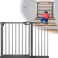 Türschutzgitter für Kinder, Treppenschutzgitter N Stop Safety Gate mit Ohne Bohren und Metall Gitter / Erweiterbar mit separater Verlängerung / 105 - 115 cm breit - Schwarz CEEDIR