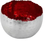 Teelichthalter M , Schale silber/rot