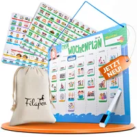 Filapen® Wochenplaner Kinder - Montessori Magnettafel inkl. 209 Magnete, Stoffbeutel, Stift