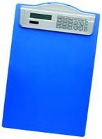 1x Klemmbrett für A4, mit integriertem Solarrechner, blau transparent