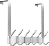 TOJ Living Türgarderobe - 43CM - 12 Haken - Türhaken - Garderobenhaken - Kleiderhaken Tür - Türgarderobe schwarz - Garderobe tür einhängen - Türgarderobe zum einhängen - Edelstahl - Silber