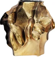 riess-ambiente Handgefertigte Vase LIQUID 30cm gold Metall Hammerschlag Design