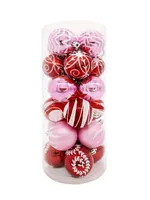 24 Weihnachtskugel Ø6cm Set Weihnachten Christbaumkugel Bruchfest Baumschmuck Rosa/Rot