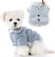 Haustierpullover für Katzen, Winter, warmer dicker Pullover, Katzenpullover, Haustiermantel, Welpen, Katzenärmel, Kleidung, Kostüm, Kleidung für Kätzchen, kleine und mittelgroße Hunde, Bichon, Blau (XL)