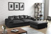 Big Sofa Megasofa Riesensofa AREZZO - Vintage Schwarz inkl.Hocker