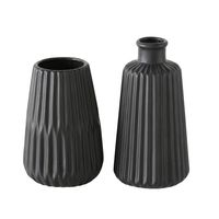 Boltze Vasen Set Esko 2-teilig, Blumenvasen aus Keramik, ø ca. 8,5 cm, ohne Blumen, skandinavischer Stil, Schwarz Lasiert