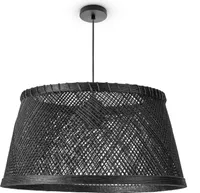Deckenlampe Bambus Hängeleuchte Boho Wohnzimmer Korblampe Hängend Vintage E27 Leuchten Farbe / Größe  Schwarz (Ø42 cm)