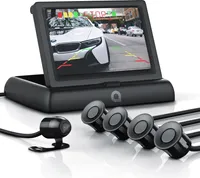 Aplic Rückfahrkamera, Einparkhilfe mit 4x Parksensoren, Kamera & 4,3" Monitor mit Nachtsicht