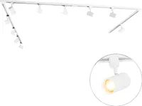 QAZQA - Modern Modernes 1-Phasen-Schienensystem I Spotlight I Deckenspot I Deckenstrahler I Strahler mit 10 Spot I Spotlight I Deckenspot I Deckenstrahler I Strahler I Lampe I Leuchtes weiß - Jeana -