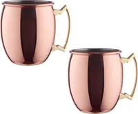 2x Edelstahl Moscow Mule Becher in Rosegold 470 ml Cocktailkrug Cocktailbecher Edelstahlbecher Cocktailtasse