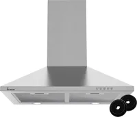 KKT KOLBE Wandhaube 60 cm Edelstahl Leise Dunstabzugshaube Umluft Abluft Pyramide Druckknopf Leistungsstark LED-Beleuchtung Abzugshaube inkl. Kohlefilter PLUS 450