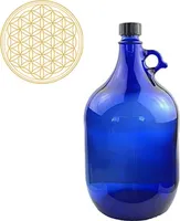 Glasballon blau 5 Liter mit Verschluss Blume des Leben
