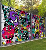 Sichtschutz Zaun Monster Zeichnungen Sichtschutzstreifen Garten - Teil1 + Teil2 - 500x180cm