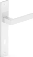 Sellon24® BB Türgriff Langschild 72 mm Türbeschlag Türdrücker - für Innentür - Drückergarnitur Buntbart, gebürstetes Nickel QUBIKV